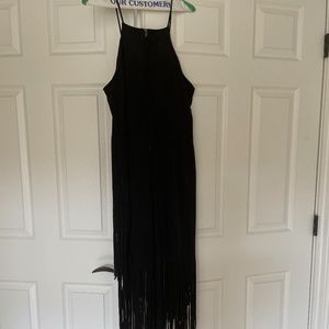 Black fringe midi dress -  NWT
